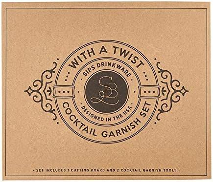 Santa Barbara Design Studio Gift Set Drinking Essentials SIPS Drinkware Kraft Cardboard Book Gift Box, 3-Pieces, Cocktail Garnish Kit