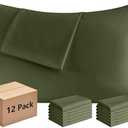 Pillowcases King 12 Pack, 20x36 Pillow Cases with Envelope Closure, Soft Plain Brushed Microfiber Covers Breathable Wrinkle-Resistant, Olive Green
