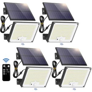 Outdoor Solar Lights, Split Solar Motion Sensor Outdoor Lights with Remote Control, IP65 Waterproof Solar Lights, 172LED 3Modes Solar Flood Lights for Yard,Patio,Garden,Garage, 4 Pack