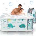 Portable Bathtub, 47 Foldable Bathtub-Installation Free, 7 Layers Thicken with Metal Support, Therapy Tub for Shower Stall Fold Up Soaking Bath Tub, Hot SPA, Ice (Wonder Ocean D1)