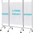 HunnmingRe White 3 Panel Privacy Screen with Rolling Casters Portable Foldable Privacy Screen for Salons, Home, Lab Nursery Dividers (19.5+35.5 +19.5 Inches)