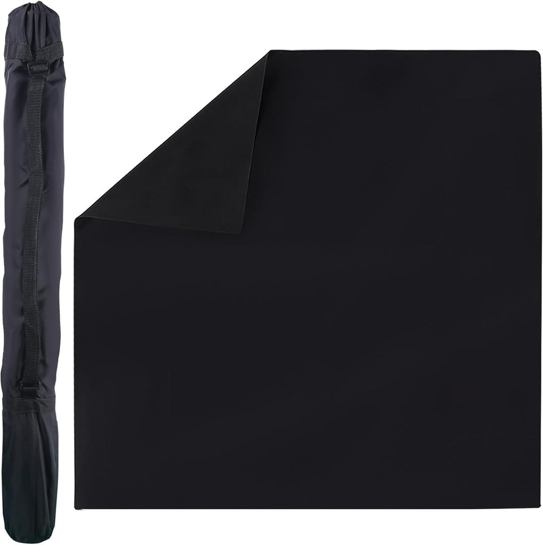 GSE Games & Sports Expert 32 x 32 Inches Rubber Anti-Slip Playmat, Mahjong, Dominoes, Poker Cards and Board Games Tabletop Cover Mat with Carrying Bag (Black), 1-Pack