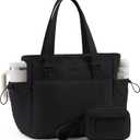 LOVEVOOK Tote Bag for Women, Puffy Work Tote with Large Cup Holder, Quilted Laptop Bag Travel Tote Shoulder Bag Handbag