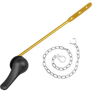 Toilet Handle Replacement Kit, Universal Tank Flush Lever Handle with Stainless Steel Flapper Chains for Most Front Mount Toilets, Matte Black Finish Toilet Flush Handle