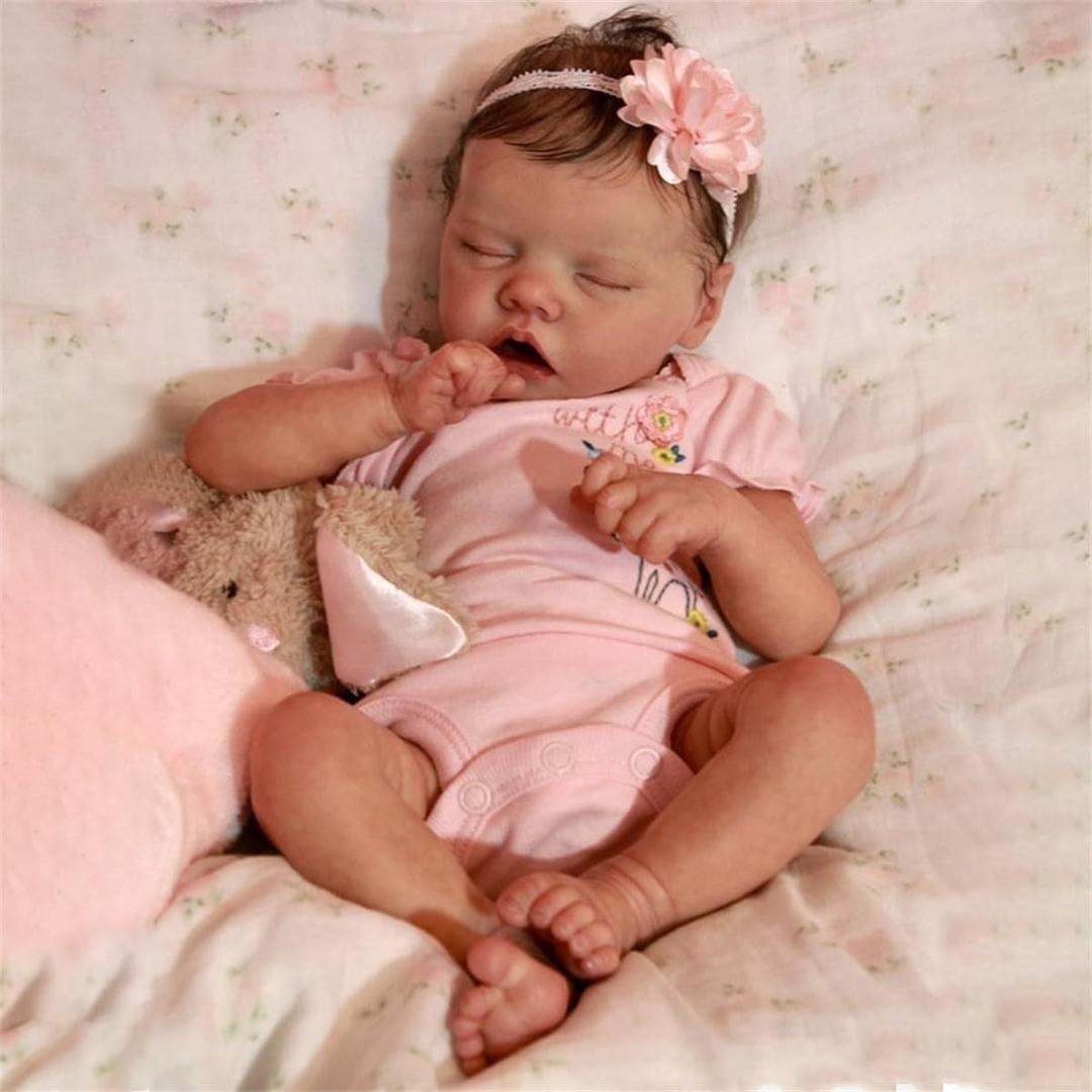 Lifelike Reborn Baby Dolls Girl Full Body Silicone 18 Inch Vinyl Newborn Girl Doll Washable Baby Dolls Real Life Babies That Look Real Small Reborn Doll Best Toy for Kids Ages 3+