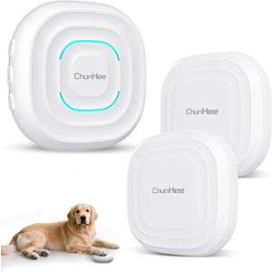 ChunHee Dog Door Bell for Potty Training Smart Wireless Dog Bell to Go Outside, 500Feet with IP55 Waterproof, 32 Melodies & 5 Volume Levels(1 Receiver + 2 Buttons)