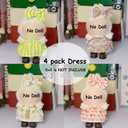 17cm Doll Clothes 4 Set Dress- 6.7 Inches Cute Dress, Suitable for 17cm Plush Dolls, Dress-Up Accessories (Doll Not Included)-Style 1