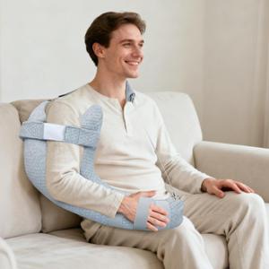 Rotator Cuff Pillow, Removable Shoulder Support Pillow for Frozen Shoulder Relief, Post Arm Surgery Recovery Supplies, Broken Arm Cushion for Pain Relief and Side Sleeping, Light Gray