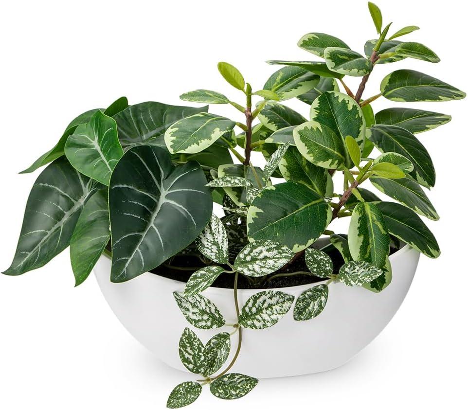 Fake Plants 11.8" Artificial Potted Plant Assorted Faux Plants in Pot Silk Plants Artificial Plants Indoor for Home Living Room Bedroom Bathroom Office Desk Table Centerpieces Shelf Greenery Decor