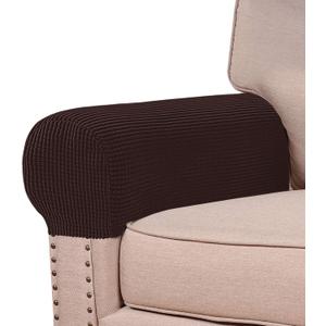 Turquoize Stretch Armrest Covers for Chairs and Sofas Couch Arm Covers for Sofa Spandex Jacquard Armrest Cover Anti-Slip Furniture Protector Washable Armchair Slipcovers for Recliner Set of 4, Brown