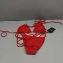 Women's Two Piece Bikini Swimsuit Sexy Ribbed Triangle Top Bathing Suits String Cheeky Bikini Sets (Red), Small