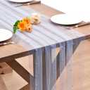 Blue Pearl Table Runner Boho Rustic Tulle Lace Spring Easter Table Runner for Baby Shower Wedding Arch Decor Veil Dessert Table Decor 3pcs (10ft x 3pcs)