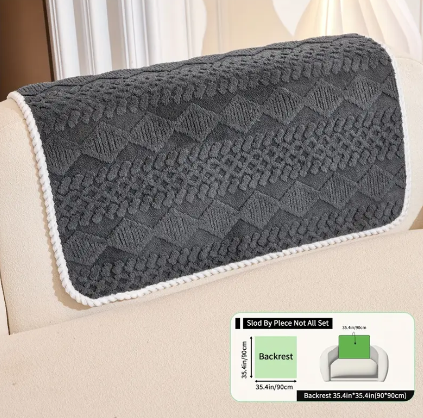 3pcs minimalist thickened flannel non slip sofa cushions, Dark Grey (28x28)