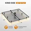 King Size Floating Bed Frame with LED Lights, Heavy Duty Metal Platform Floating Bed Frame with Charging Station, No Box Spring Needed, Easy Assembly, Noise Free