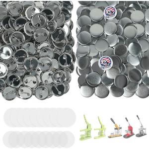 200 Sets Button Maker Supplies, 32mm / 1.26 inch Button Supplies Buttons Parts, (Approx. 1.25 inch) Metal Blank Badge Parts with Blank Paper for Buttons Maker Machine Pin Maker Press