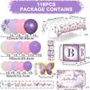 Butterfly Baby Shower Decorations for Girl Pink and Purple Balloon Arch Kit with Baby Boxes A Little Butterfly Is On The Way Backdrop Tablecloth for Girl Birthday Baby Shower Decor 118 Pcs