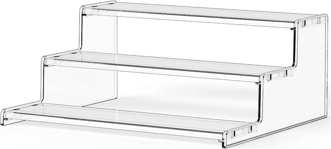 Yieach 3 Tier Acrylic Display Risers,12 Inch Clear Perfume Organizer,Food Cupcake Tier Stand for Party,Acrylic Tiered Display Stand Shelves for Funko Pop,Figure,Cologne,Collectibles,Spice,Perfume Rack
