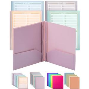Mr. Pen- Plastic Folders with Clear Front Pocket, 5 pcs, Pastel Colors, File Folders with Fasteners for Documents