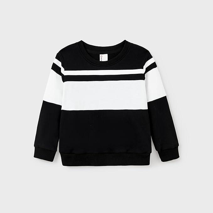 PATPAT Family Matching Outfits Dresses and Sweatshirt Fall Winter Off Shoulder Dresses and Long Sleeve Sweatshirt (3-4Y)