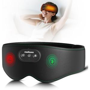 Medisana Heated Eye Mask for Dry Eyes, 1200mAh Cordless Sleep Mask with 5.4 Bluetooth Headphones, Washable Sleep Mask Warm Eye Compress for Stye Sinus Blepharitis, Gifts for Men Women