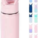 Fijinhom 12oz Kids Water Bottle for School, Toddler Bottles with Straws, Stainless Steel Vacuum Insulated Water Bottle for Boys&Girls, Leak-Proof, BPA-Free, Pink
