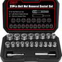 Eapele Bolt Extractor Set, Stripped Nut Remover Twist Sockets, Fit 3/8" Square Drive with Solid Storage Case (21pcs, Silver)