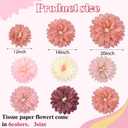 Geyee 18 Pcs Mexican Paper Flowers Colorful Fiesta Tissue Paper Flowers Pom Poms Mexican Carnival for Floral Party Backdrop Wedding Birthday Party Craft (Vintage Color,12" 14" 20")
