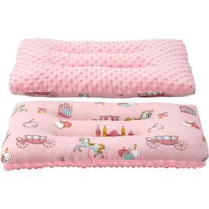 Reidio 1Pcs Toddler Pillow Double Sided Breathable Soft Cotton & Minky Dot Fabric Kids Pillow Cute Small Pillow Machine Washable (Rose)