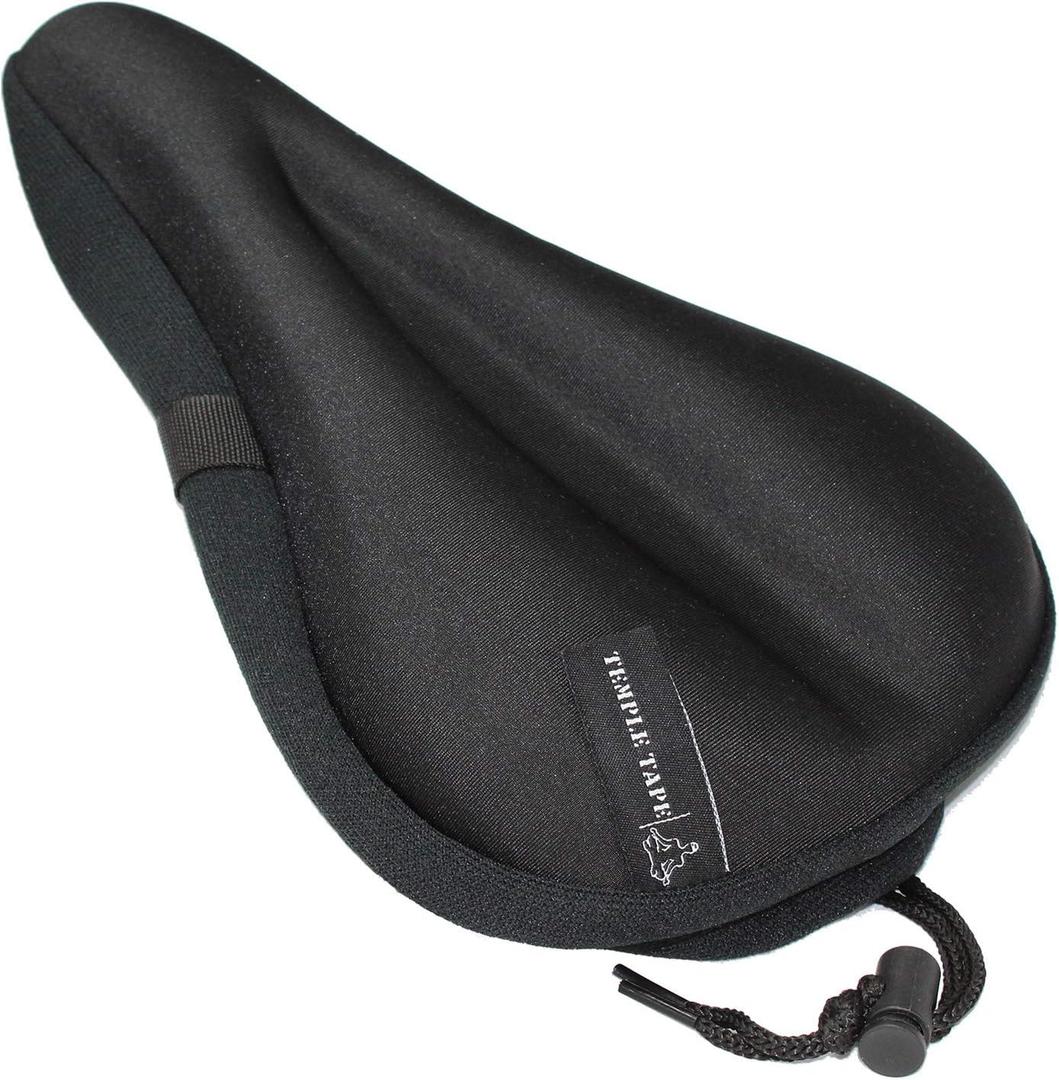 Temple Tape Ultra Gel Bike Seat Cushion - Extra Soft Bicycle Saddle Cover for Spin, Exercise Stationary Bikes and Outdoor Biking - Premium Accessories for Comfort While Cycling ("Premium Elite Series")