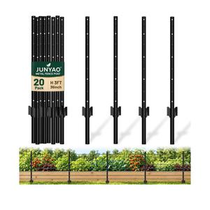 Fence Posts 3FT, Metal U Posts for Wire Fence, 15 Pack，BlackHeavy-Duty Garden Fence Posts with Reinforced Anchor Plate, No Dig Rustproof Steel Fence Stakes for Yard, Farm