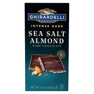 GHIRARDELLI Intense Dark Chocolate Bar, Sea Salt Almond, 3.5 Oz Bar (EXP 02/28/27)
