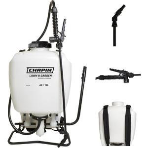 Chapin 60114 Made in USA 4-Gallon Backpack Sprayer with 3-Stage Filtration System Pump Pressured Sprayer, for Spraying Plants, Garden Watering, Lawns, Weeds and Pests, Translucent White