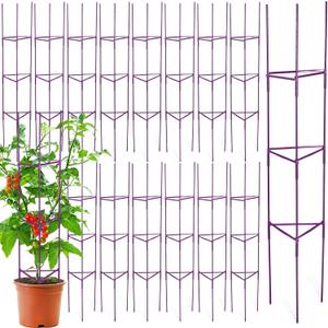Sunnyray 15 Pack Tomato Cages for Garden 48 Inch Metal Tomato Cages Heavy Duty Plant Supports Assembled Garden Trellis Stakes with Adjustable Snap Arm for Climbing Plant Vegetable(Purple)
