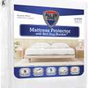 All-in-One Quiet Water Resistant Zip-Up Mattress Protector to Help Protect Against Irritants, Queen, White (FRE146XXWHIT03)