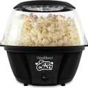 West Bend 82707B Stir Crazy Electric Hot Oil Popcorn Popper Machine with Stirring Rod with Improved Butter Melting Offers Large Lid for Serving Bowl and Convenient Storage, 6-Quart, Black