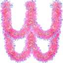 GlyinnHe 19.7FT Pink Christmas Tinsel Garland Metallic Tinsel Twist Garland Glitter Foil Garland Decoration for Christmas Tree Wedding Party