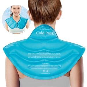 Comfytemp Ice Pack for Neck Shoulders Pain Relief, Resuable Large Gel Shoulder Cooling Wrap for Upper Back, Cold Compress Therapy for Cervical Injuries, Recovery Items for Men Women (Small, Sky Blue)