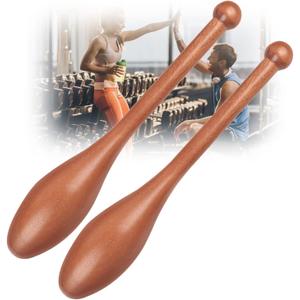 Wood Indian Clubs Pair 2lb for Training Wooden Mace Exercise Club for Strength Training Rehabilitation Improves Grip Full Body Workout for Men Women,S