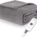 Sunbeam Electric Throw Royal Luxe Microplush Heated Blanket, 4 Heat Settings, 4-Hour Auto Shut-Off, Fast Heating, Warm and Cozy, Dove Grey Color, 50" x 60"
