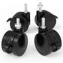 JOY worker Lockable Stem Caster Wheels Set of 4, Metric M8 Nylon Threaded Swivel Caster, 2.5 Inch Stem Casters Replacement for Standing Desk & Mobile Desk, Each Load Capacity 110lbs, Black