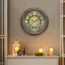 Pytha Sight Illuminated Large Metal Outdoor Clocks Waterproof 15 Inches with AI Auto Light Smart Sensor,Large Indoor Outdoor Wall Clocks with Thermometer & Hygrometer for Patio, Pool, Garden,Porch