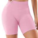 VOYJOY Women Workout Impact Shorts 2.5"/ 3.6"/ 4.5"/ 6" Scrunch Butt Lifting Gym Seamless Booty Biker Shorts (Pink, XL)