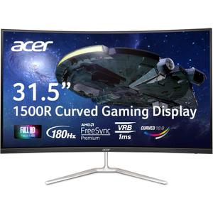 Acer Nitro 31.5" FHD 1920 x 1080 1500R Curved PC Gaming Monitor | AMD FreeSync Premium | Up to 165Hz Refresh | 1ms VRB | VESA Mountable | 1 x Display Port 1.2 & 2 x HDMI 1.4 | EDA320Q PBIIPX