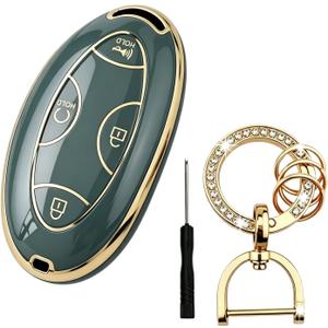 For Hyunda Key Fob Cover, Car Key Fob Shell Scratch Resistant Case Housing Fit Hyundai Ioniq 6 Grandeur GN7 KONA Elanrtra Sonata Tucson 2023-2026 Santa Fe Key Protector with Keychain (5 Buttons) Green