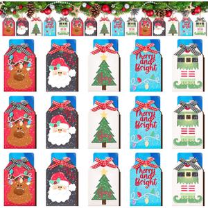 20 Pcs Christmas Gift Card Holders Wooden Money Holders Christmas Tree Elk Santa Claus Elf Stocking Stuffer Holder for Xmas Tree Ornament Winter Holiday, Gift Card Not Included