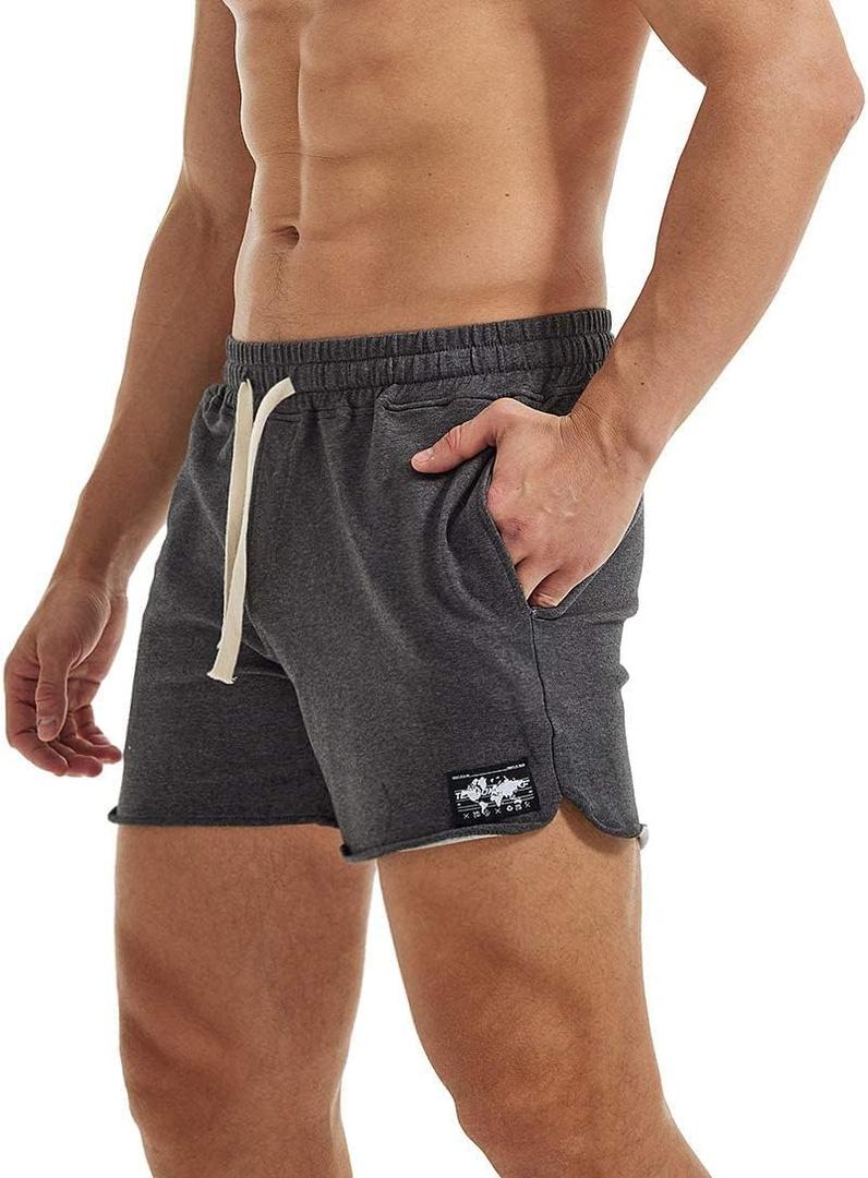 AIMPACT Men's Athletic Shorts Bodybuilding Workout Cotton Gym Shorts with Pockets (Large, Darkgrey)