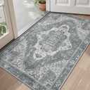 LUMI Retro Thin Door Mat, 36"x59" Washable Indoor Doormat, Non Slip Absorbent Entrance Rug, Welcome Mats Entryway Rug Doormats for Front Door Kitchen Patio, Gray Blue
