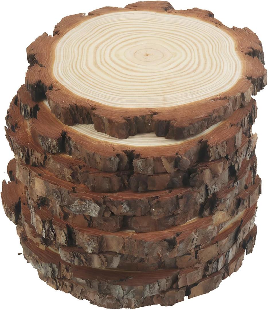 Large Wood Slices, Natural Wood Rounds,  6 inch,15 Pcs For Centerpieces, DIY Crafts, Wedding Decor, Rustic