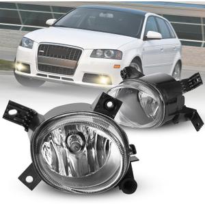 Fog Lights Compatible with Audi A4 / S4 (Quattro Cabriolet Convertible, Sedan, Avant Wagon) 2005-2008, A3 (Quattro Base/TDI Hatchback; Sport Package) 2008-2013, Fog Lamp, 1 Pair (Clear lens)