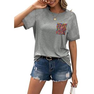 Women Sequined Splicing Short Sleeve T-Shirt Fashion Sparkle Sequin Party Tops Glitter Summer Beach Vacation Tee Shirt (L)